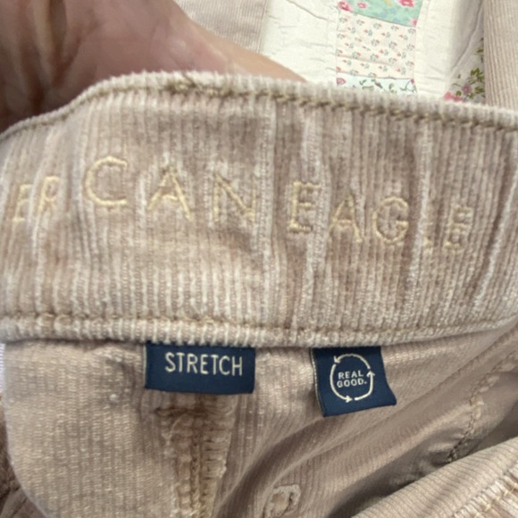 American Eagle Outfitters Low Rise Baggy Corduroy Stretch Pants Beige - Picture 3 of 8